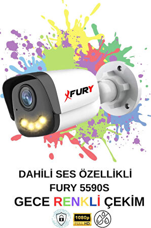 FURY 1 li Sesli Gece Renkli Görüş Güvenlik Kamerası Su Geçirmez Güvenlik Kamerası Seti 5590s 500GB