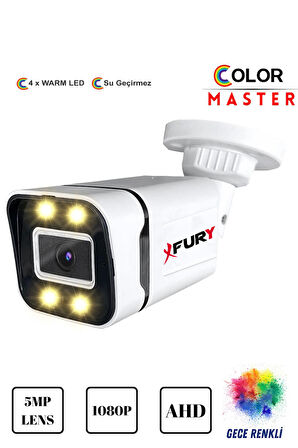 FURY 5mp Lens 1080p 4 x Ultra Led Gece Renkli Full HD Suya Dayanıklı Güvenlik Kamerası
