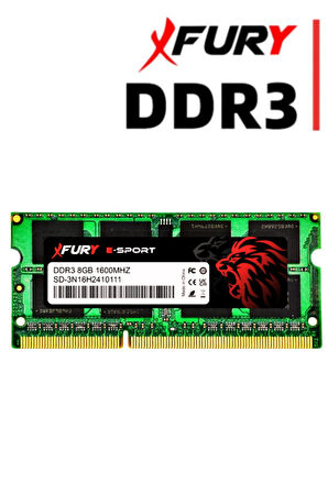 FURY E-SPORT Laptop DDR3 8Gb 1600Mhz Notebook Ram Bellek