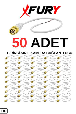 FURY 50 Adet A Kalite Kablolu Hazır BNC Kablolu Konnektör