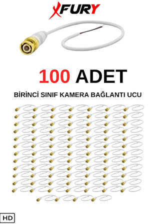 FURY 100 Adet A Kalite Kablolu Hazır BNC Kablolu Konnektör
