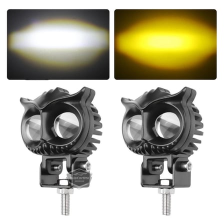 Baykuş Sis Farı Çift Renk Sarı-Beyaz Araç Motosiklet Off Road Led Lamba Delici Yayıcı Projektör 50W Metal Arazi Çalışma Lambası 1 Adet