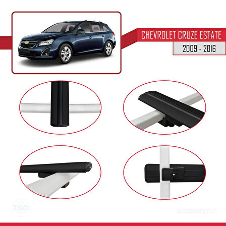 Chevrolet Cruze (J300) 2009-2016 Arası ile Uyumlu BASIC Model Ara Atkı Tavan Barı Siyah 2 Adet