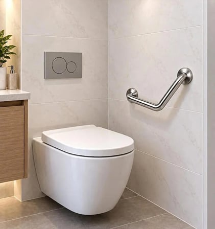 Yaşlı Ve Bedensel Engelli Açılı Tutunma Barı Paslanmaz Çelik 32 mm Çap
