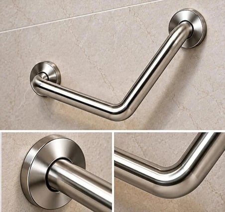 Yaşlı Ve Bedensel Engelli Açılı Tutunma Barı Paslanmaz Çelik 32 mm Çap