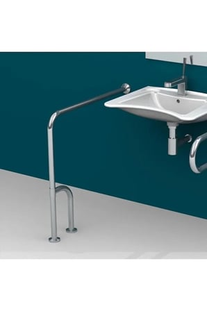  Paslanmaz Yerden Duvara Sağ Sol Dönerli Tutunma Barı 32mm Çap 75x75cm