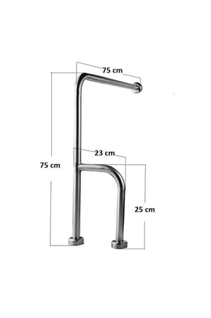  Paslanmaz Yerden Duvara Sağ Sol Dönerli Tutunma Barı 32mm Çap 75x75cm