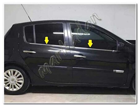 Markadan Renault Clio 3 HB Krom Cam Çıtası 2006-2011 4 Parça Paslanmaz Çelik