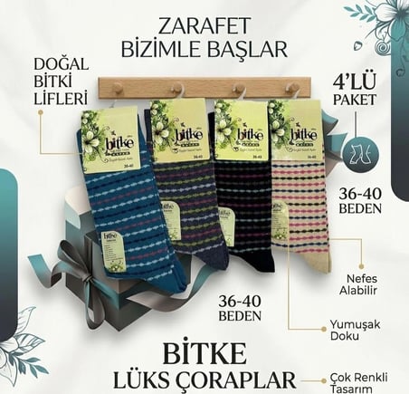 Bitke otantik 4'lü çorap seti