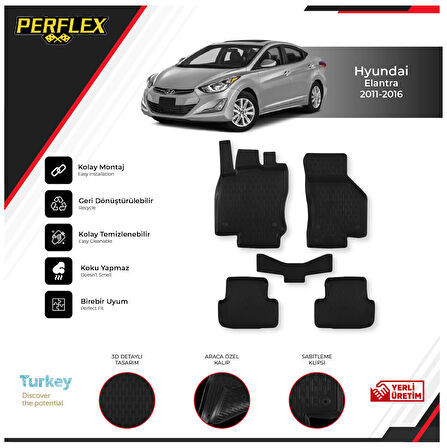 Hyundaı Elantra 2011-2016 3D Havuzlu Paspas