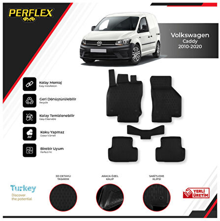 Volkswagen Caddy 2010-2020 3D Havuzlu Paspas