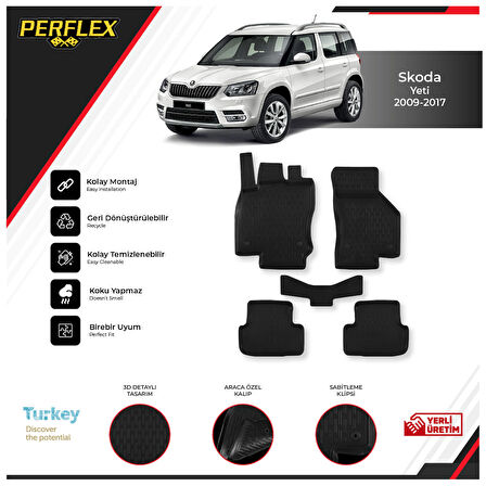 Skoda Yetı 2009-2017 3D Havuzlu Paspas
