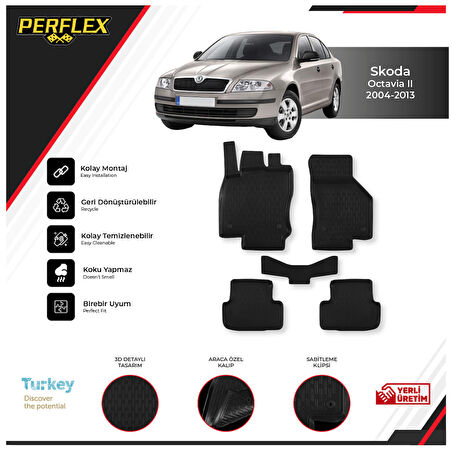 Skoda Octavıa Iı 2004-2013 3D Havuzlu Paspas