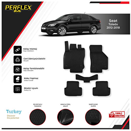 Seat Toledo 2012-2018 3D Havuzlu Paspas