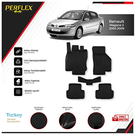 Renault Megane 2 2003-2009 3D Havuzlu Paspas