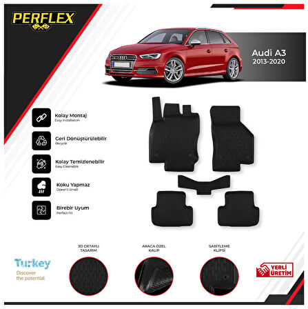 Audı A3 2013+ 3D Havuzlu Paspas