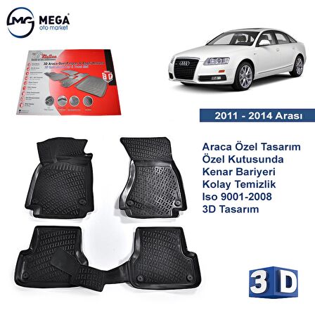 Audi A6 2011-2014 Arası Rizline 3D Havuzlu Paspas