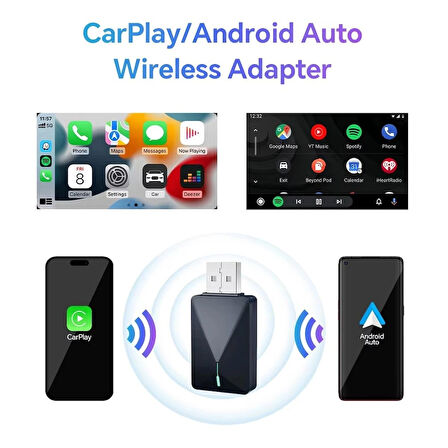 Araç içi (İos) & Android Cihazlar Için 2in1 Usb Mini Carplay Adaptörü