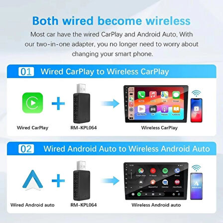 Araç içi (İos) & Android Cihazlar Için 2in1 Usb Mini Carplay Adaptörü