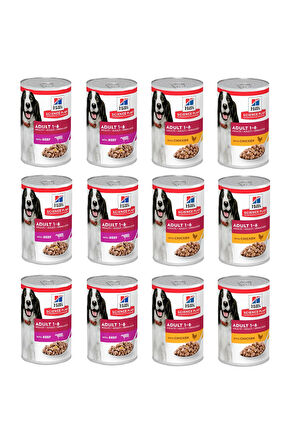 Hill's Science Plan 2 Çeşit Biftekli + Tavuklu Karma Köpek Konserve Maması 370 Gr. X 12 Adet