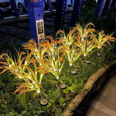  2 Adet Dekoratif Dış Mekan Süsleme Suya Dayanıklı Güneş Enerjili LED Işıklı Solar Buğday Başağı