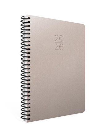 Gıpta 2026 Spiralli Günlük Ajanda Sert Kapak 17x24 cm 406-SEK Gri