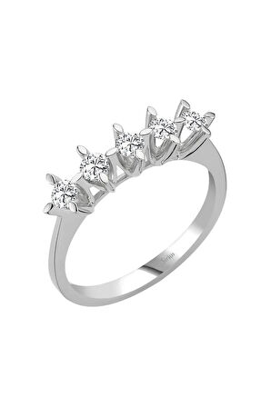 D Renk 0,40 Karat Pırlanta 5 Taş Yüzük