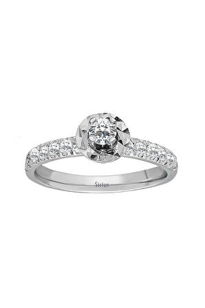 Toplam 0,45 Karat Pırlanta Aynalı Tektaş Yüzük