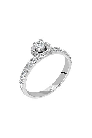 Toplam 0,45 Karat Pırlanta Aynalı Tektaş Yüzük