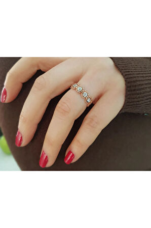 G Renk 0,35 Karat 5 Taşlı Pırlanta Vintage Yüzük