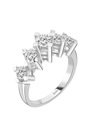 F Renk 1 Karat Pırlanta 5 Taş Yüzük