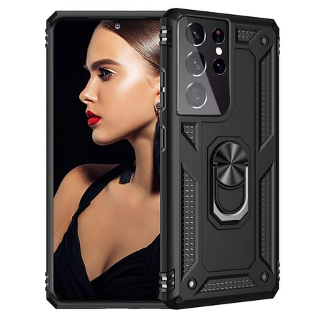 Gpack Samsung Galaxy S21 Ultra 5G Kılıf Tank Koruma Vega Standlı Yüzüklü Mıknatıslı