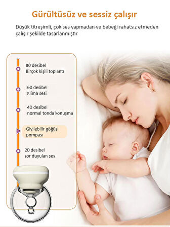 Giyilebilir Süt Pompası  Sessiz Bataryalı Giyilebilir Göğüs ve Süt Sağma Pompası GGP