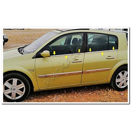 Markadan Renault Megane 2 HB Krom Cam Çıtası 2004-2010 4 Parça Paslanmaz Çelik