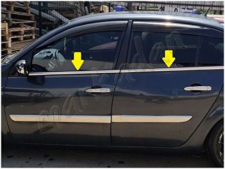 Markadan Renault Megane 2 Sedan Krom Cam Çıtası 2004-2010 4 Parça Paslanmaz Çelik