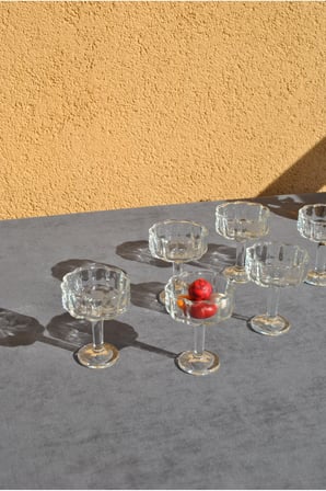 6 Adet Cam Ayaklı Mini Şekerlik Kahve Yanı 6 cm Lokumluk İkramlık- Rose