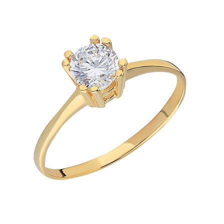 Chavin 0.75 carat Tek Taş Sarı Altın Yüzük br17
