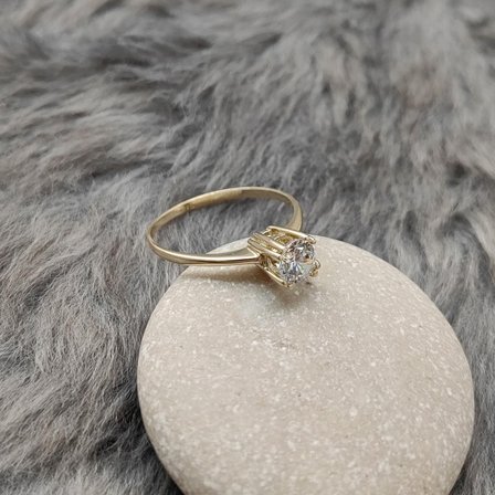 Chavin 0.75 carat Tek Taş Sarı Altın Yüzük br17