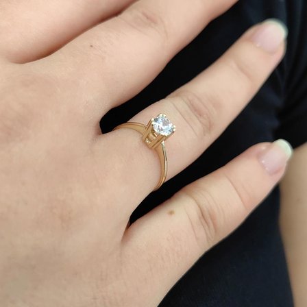 Chavin 0.75 carat Tek Taş Sarı Altın Yüzük br17