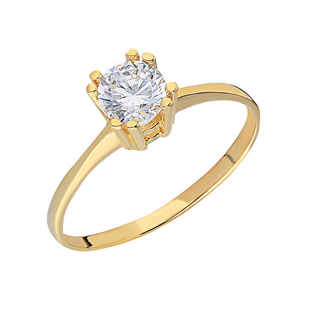 Chavin 0.75 carat Tek Taş Sarı Altın Yüzük br17