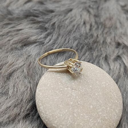 Chavin 0.75 carat Tek Taş Sarı Altın Yüzük br17