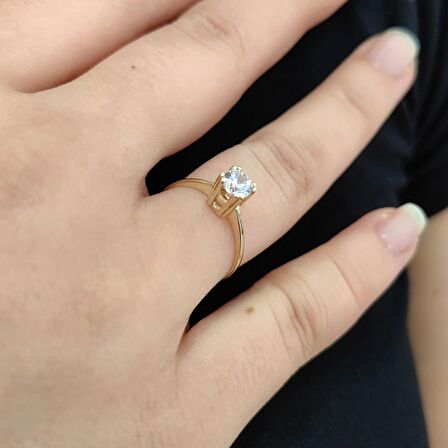 Chavin 0.75 carat Tek Taş Sarı Altın Yüzük br17