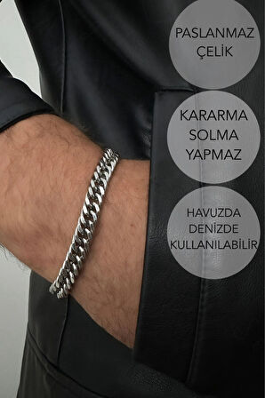 Küba Zincir Kalın Model Çelik Zincir Bileklik | Karma Serisi