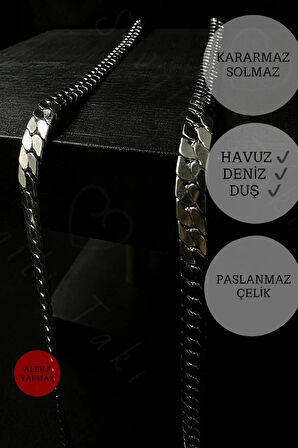 Snake Zincir Model Çelik Zincir Kolye Bileklik Seti | Vega Serisi