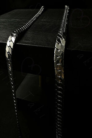 Snake Zincir Model Çelik Zincir Kolye Bileklik Seti | Vega Serisi