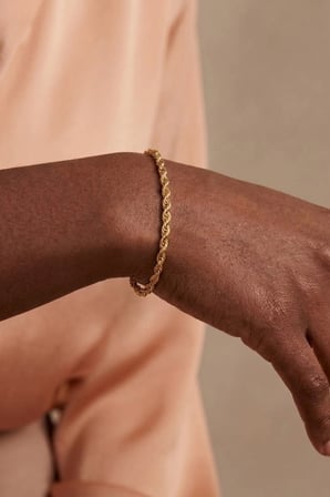 Halat Örgü Zincir Model Gold Çelik Bileklik | Unisex Bileklik | Kuzey Serisi