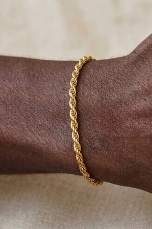 Halat Örgü Zincir Model Gold Çelik Bileklik | Unisex Bileklik | Kuzey Serisi