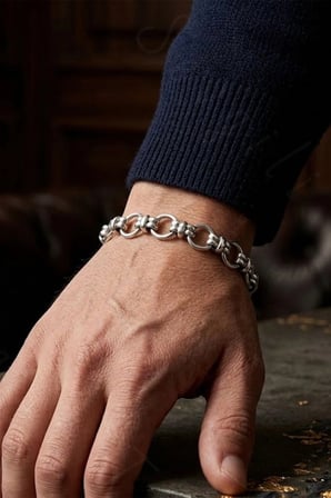 Kalın Örgü Zincir Model Silver Çelik Bileklik | Unisex Bileklik | Erkek Kadın Bileklik | 777 Serisi