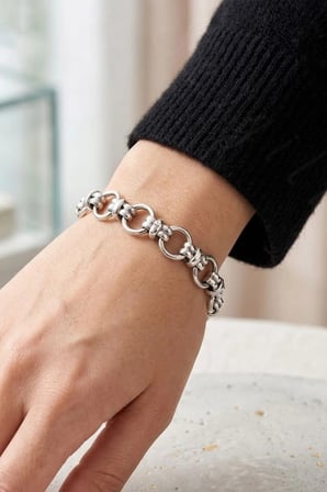 Kalın Örgü Zincir Model Silver Çelik Bileklik | Unisex Bileklik | Erkek Kadın Bileklik | 777 Serisi