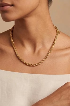 Halat / Örgü Zincir Model Gold Çelik Kolye | Sarmal Unisex Kolye | Kuzey Serisi